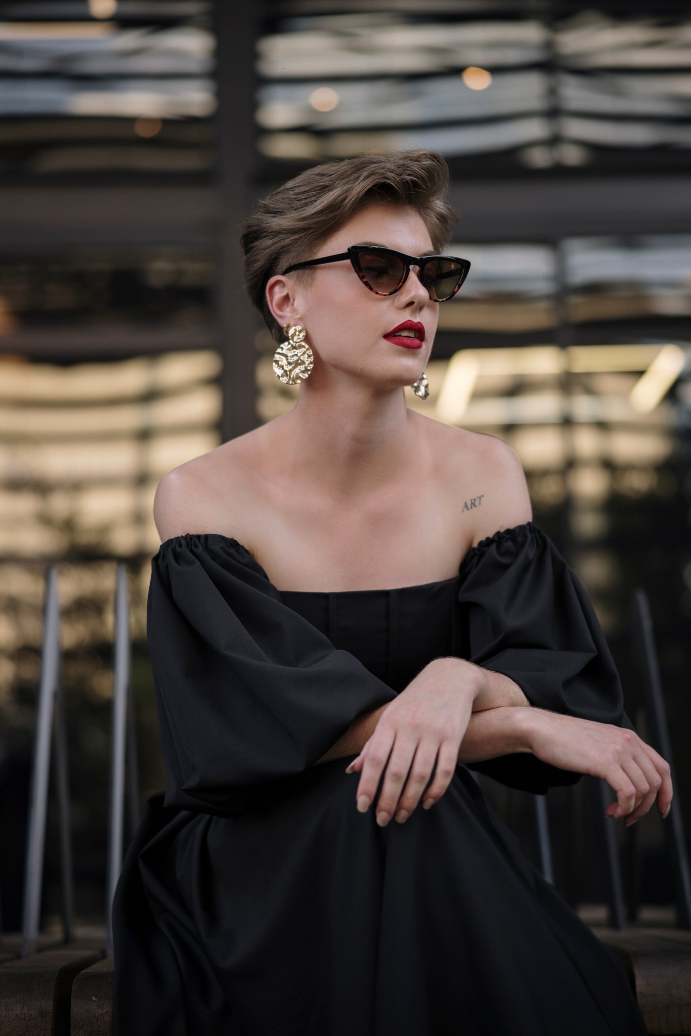 Model wearing NVW The Label long dress in vogue-like high fashion.